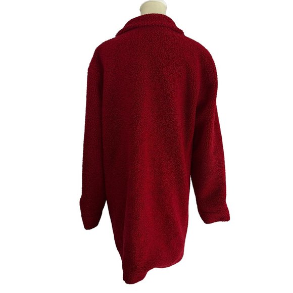 Tasha Polizzi Red Fleece Double-Breasted Coat Size Large - Picture 2 of 7